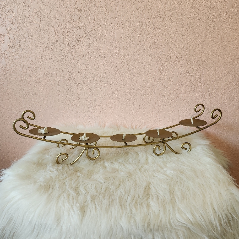 Gold Metal Decorative Pillar Candle Holder